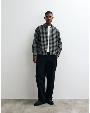 AllSaints Camicia A Maniche Lunghe A Quadri Con Logo Casbah - Nero