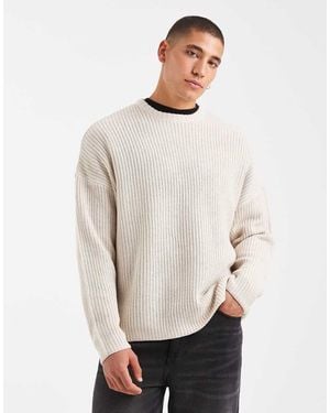 Only & Sons Jersey Color Piedra Extragrande De Punto Inglés Acanalado De -Blanco