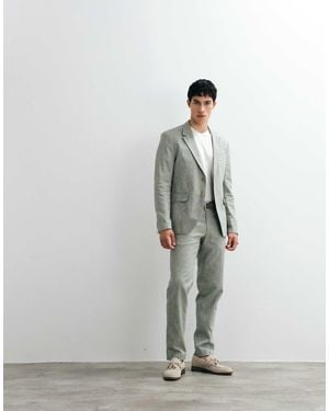 Jack & Jones Premium Linen Blend Slim Suit Pants - Gray