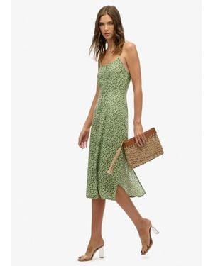 Superdry Printed Button-Up Cami Midi Dress - Green