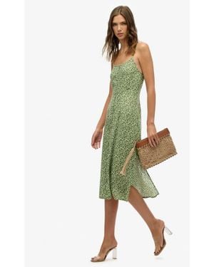 Superdry Printed Button-Up Cami Midi Dress - Green
