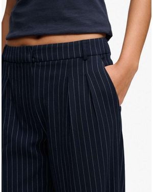 Superdry Mid Rise Pinstripe Trousers - Blue