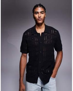 River Island Knitted Crochet Shirt - Black