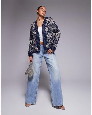 River Island Floral Studded Housecoat - Blue