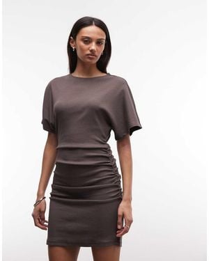 Noisy May Cinch Waist T-shirt Mini Dress - Brown