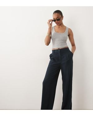 ASOS Asos Design Tall Wide Leg Trousers With Pleat Detail - Blue