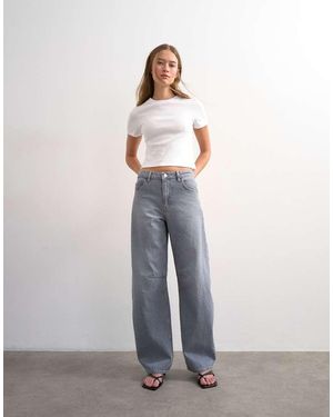 TOPSHOP Vaqueros Barrel De Talle Alto En Gris Claro - Azul