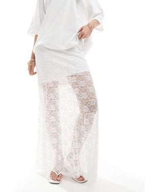 Vero Moda Lined Lace Hanky Hem Midi Skirt - White