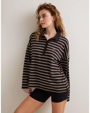 Tala Camisa Estilo Rugby De - Negro