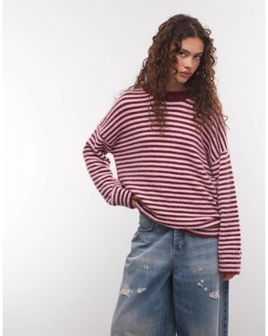 Collusion Flauschiger oversize-streifenpullover - Rot