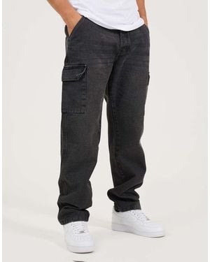 Brave Soul Wide Leg Cargo Style Jeans - Black