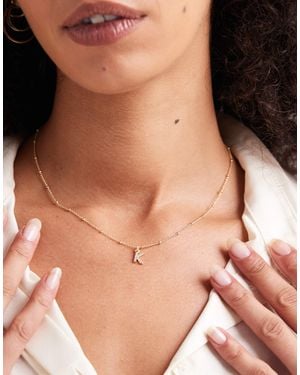 ASOS Dot-dash Necklace With Cubic Zirconia K Initial Pendant - Natural