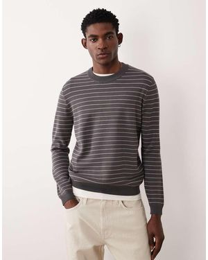 Mango Performance Knitted Striped Jumper - Grey