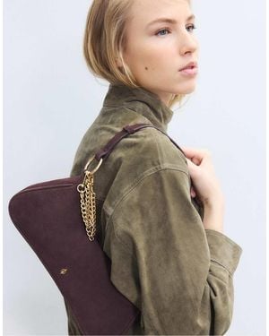 Stradivarius 100% Leather Moon Crossbody Bag - Brown