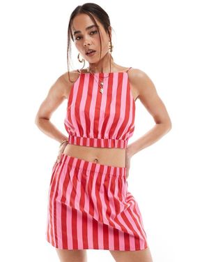 ASOS Canottiera Taglio Corto Rosa E Rossa A Righe - Rosso