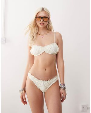 Collusion Micro Ruched Bikini Bottom Co Ord - Pink