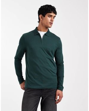 ASOS – hochwertiges langärmliges oberteil mit polokragen aus supima®-baumwolle - Grün