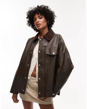 TOPSHOP – jacke aus kunstleder - Braun