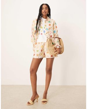 Never Fully Dressed Multi-color Shell Print Shirt Co-ord - Natural