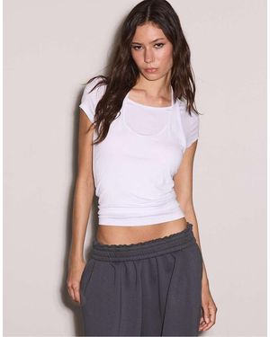 Stradivarius Double-layer Short Sleeve T-shirt - White