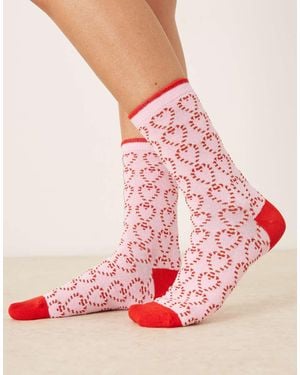 Accessorize Calcetines Rosas Para Navidad Con Estampado De Bastones De Caramelo De