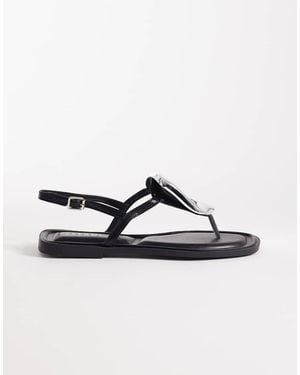 SEQWL Flat Sandals With Embellishment - Black