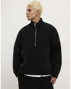 River Island Regular Fit Corduroy Funnel Sweatshirt - Black