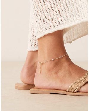 ASOS Mini Faux Pearl Anklet - Natural