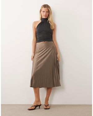 Vila Pleated Midi Skirt - Natural