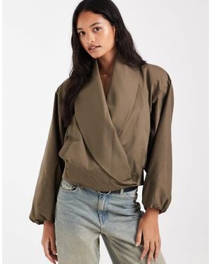 ASOS Shawl Collar Wrap Bomber Jacket - Brown