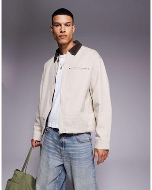 ASOS Oversized Washed Harrington Jacket - Natural