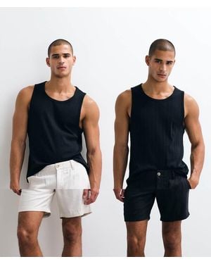 ASOS 2 Pack Slim Linen Mix Mid Length Blend Shorts - Blue
