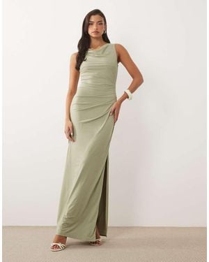 TFNC London Slinky Cowl Neck Maxi Dress - Green
