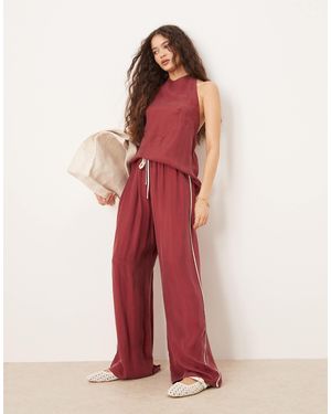 Vrg Grl Moonscapes Wide Leg Trouser Co-ord - Red