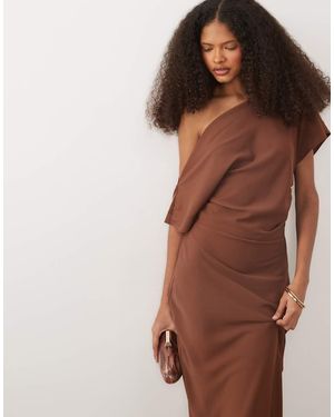 ASOS Gedrapeerde Maxi-Jurk Met Asymmetrische Hals - Bruin