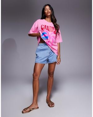 Missy Empire Denim Elasticated Paperbag High Waist Shorts - Blue