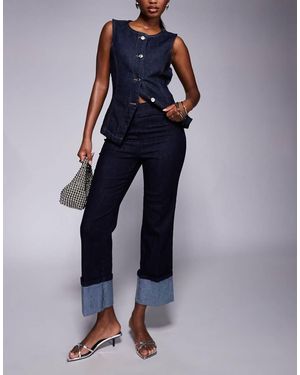 River Island Straight Leg Turn Up Jeans - Blue