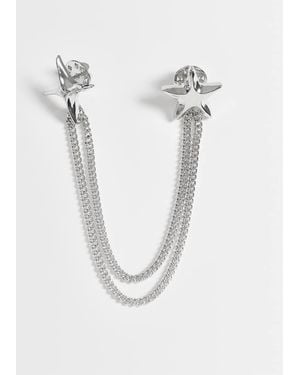 ASOS Broche Para Punta De Cuello Con Estrella Y Cadena En-Plateado - Blanco