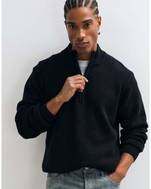 Wrangler 1/4 Zip Wool Mix Sweatshirt - Black