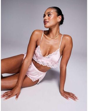 Boux Avenue Gratzia Luxe Satin Bralette And Short Set - Pink