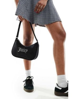 Juicy Couture Diamante Velour Shoulder Bag - Black