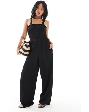 Only Petite Shirred Jumpsuit - Black