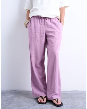 TOPSHOP Linen Straight Leg Trouser With Deep Cuff - Purple