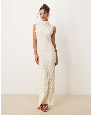 Vila Textured Jersey Maxi Dress - Natural