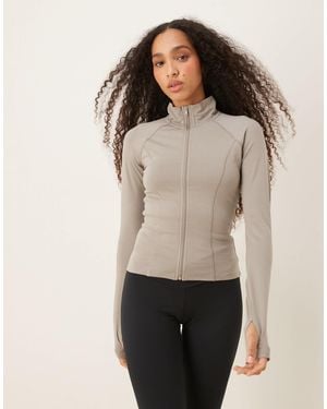 Gina Tricot Sports Seamless Zip Up Jacket - Gray
