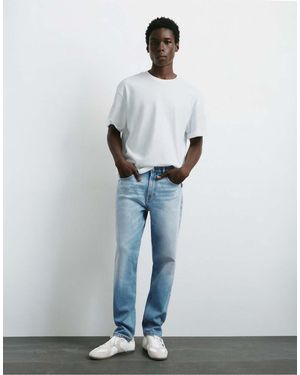 Pull&Bear Jeans Slim Indaco Pallido - Bianco