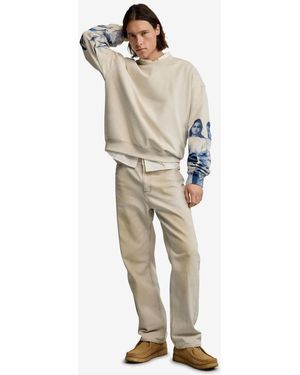 Desigual Sweatshirt With Printed Sleeves - Natural