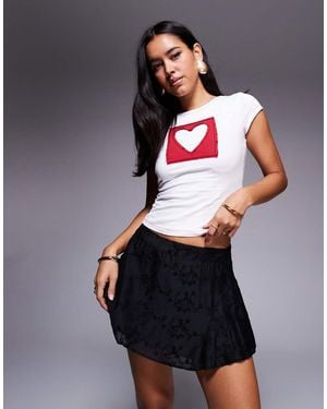 Princess Polly Perilla Embroidered Skater Mini Skirt - Grey