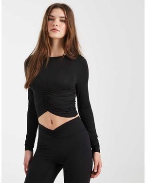 Cotton On Active Ruched Front Long Sleeve Tee - Black