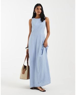 Vero Moda Sleeveless Seam Detail Full Skirt Midi Dress - Blue